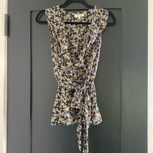 Womens Max Studio Floral Light Weight Wrap Tank Top Size M